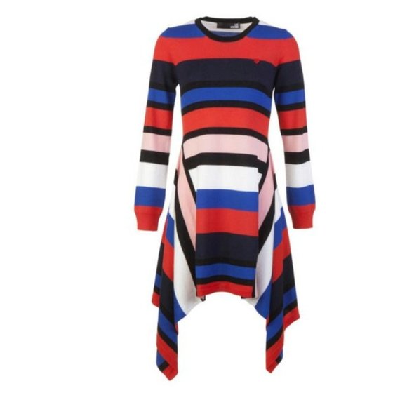 love moschino knit dress Love Moschino Lightning Logo Knit Stretch Short Sweater Dress Black IT 48  US 12